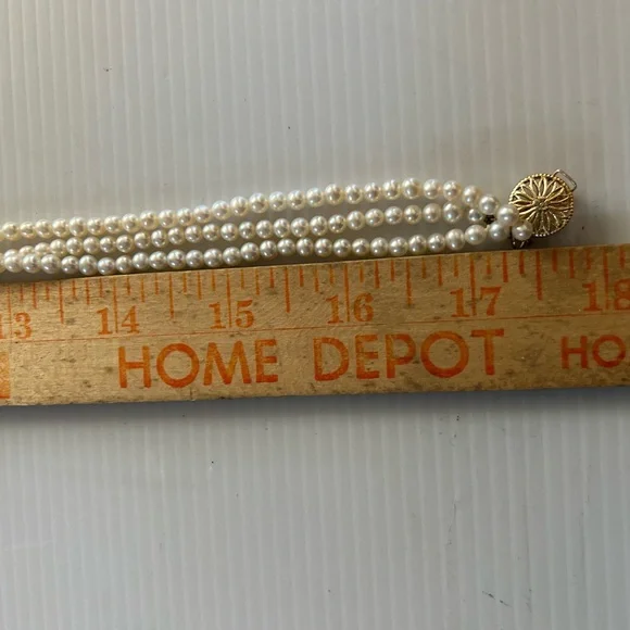 Vintage 14K Gold Cultured Pearl 3 Strand Necklace 17-1/2” - Picture 9 of 9